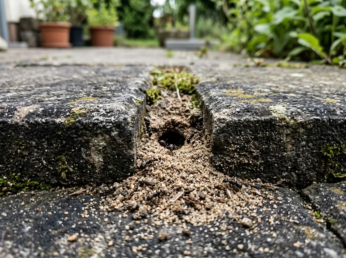 Pflasterfuge zwischen den Steinen der Terrasse oder des Gehwegs – das Nest der Gartenarten