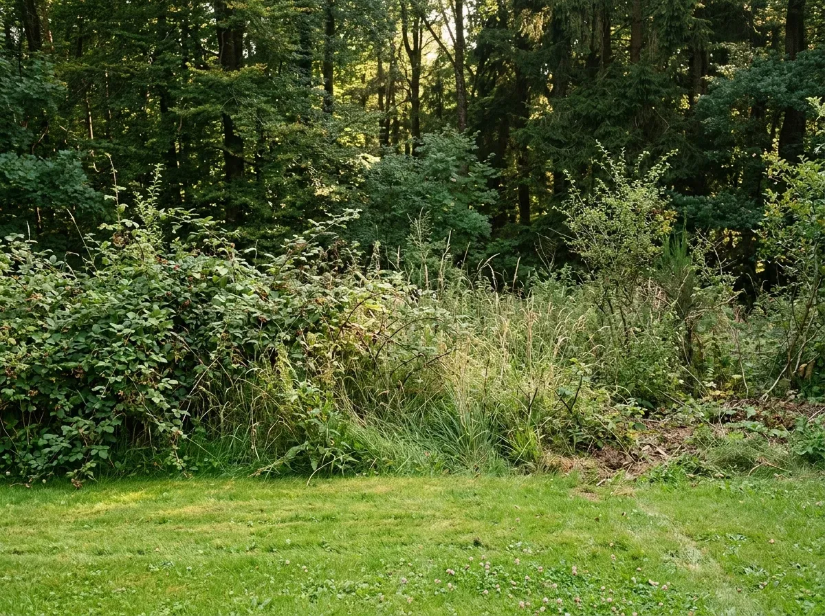 Buschiger Übergangsstreifen zum Wald oder Bachufer hin