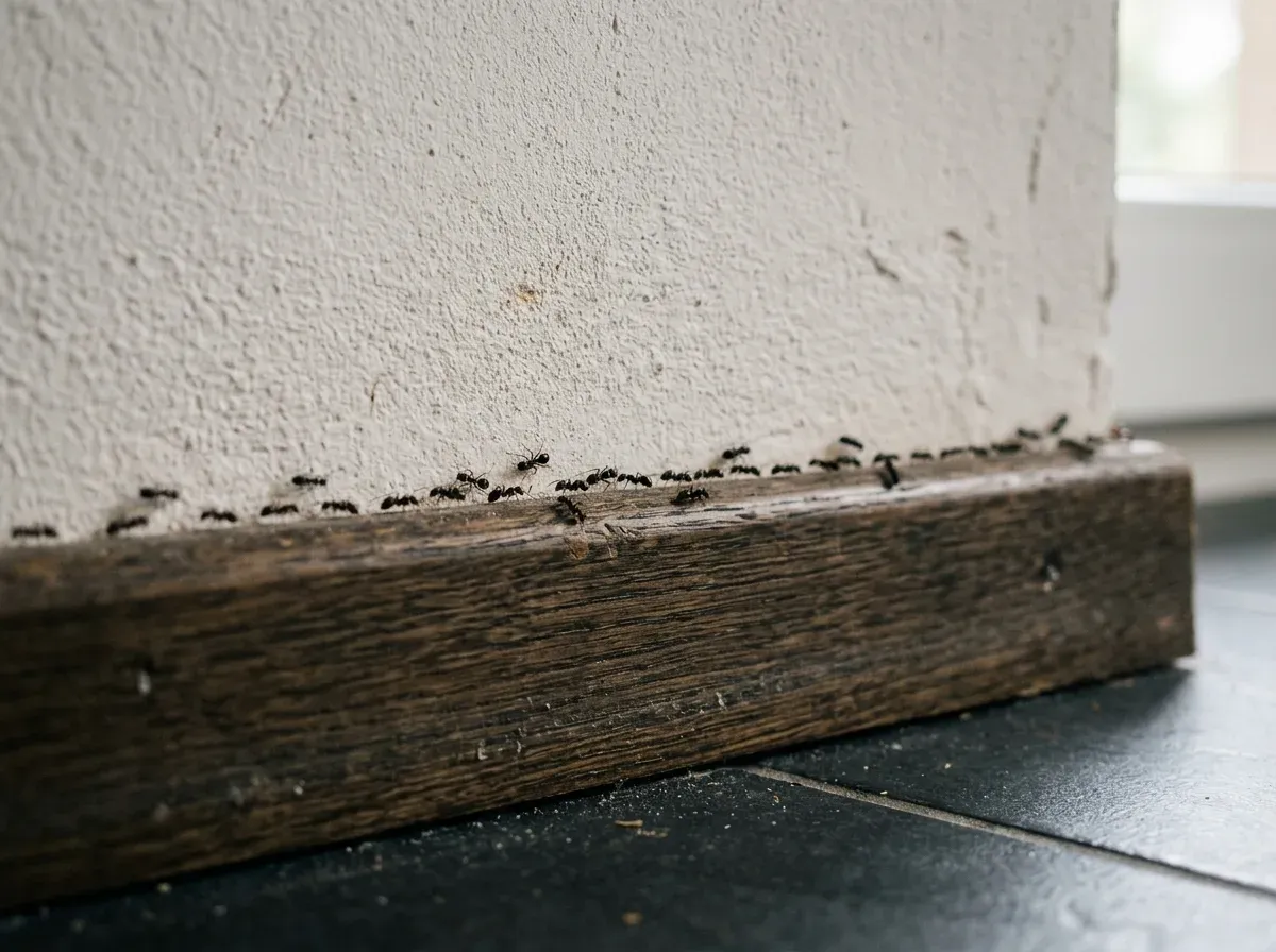 Übergang von Wand und Fußleiste, entlang der Laufstraße