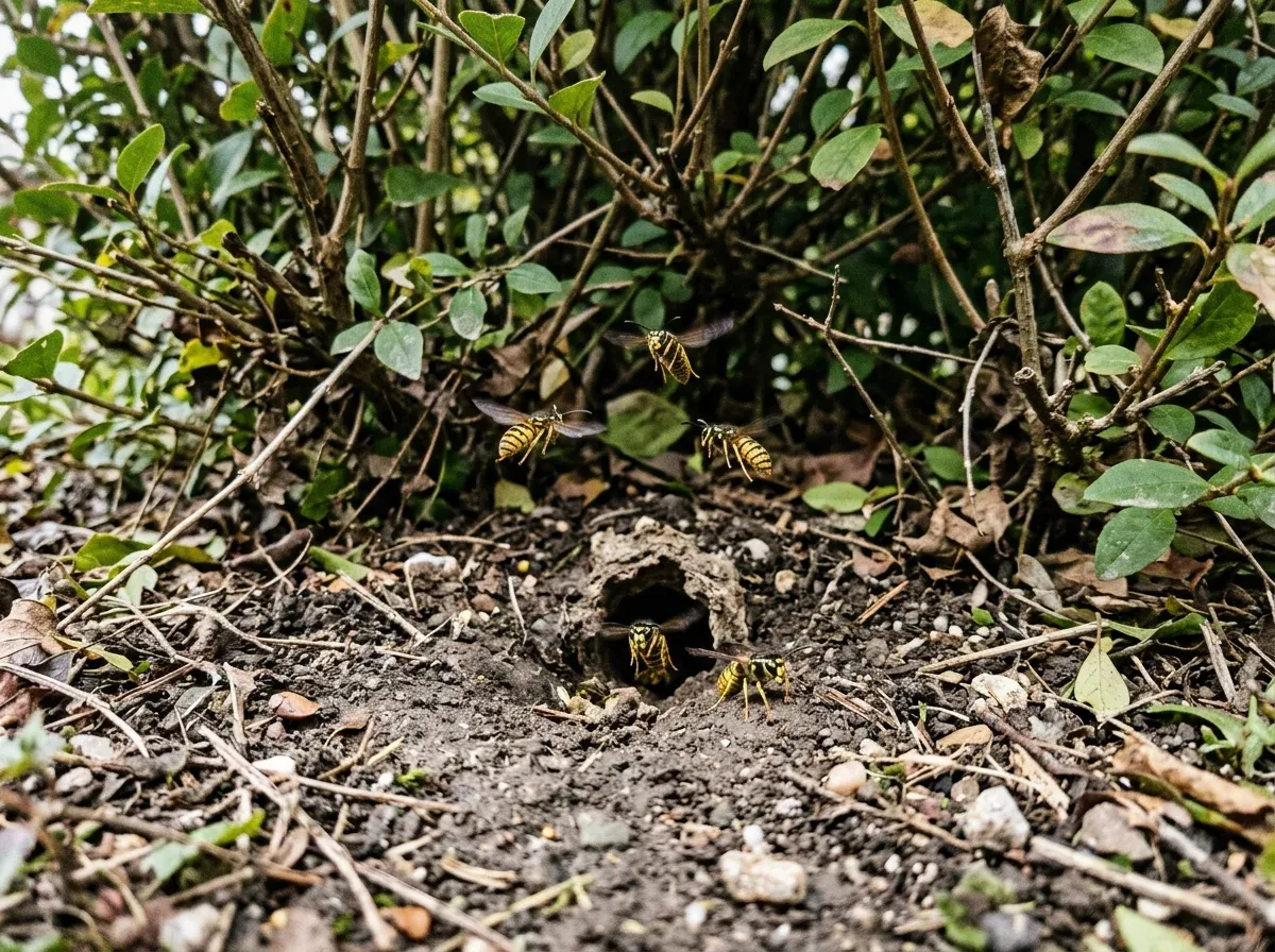 Bodenhöhle im Garten, am Fuß einer dichten Hecke
