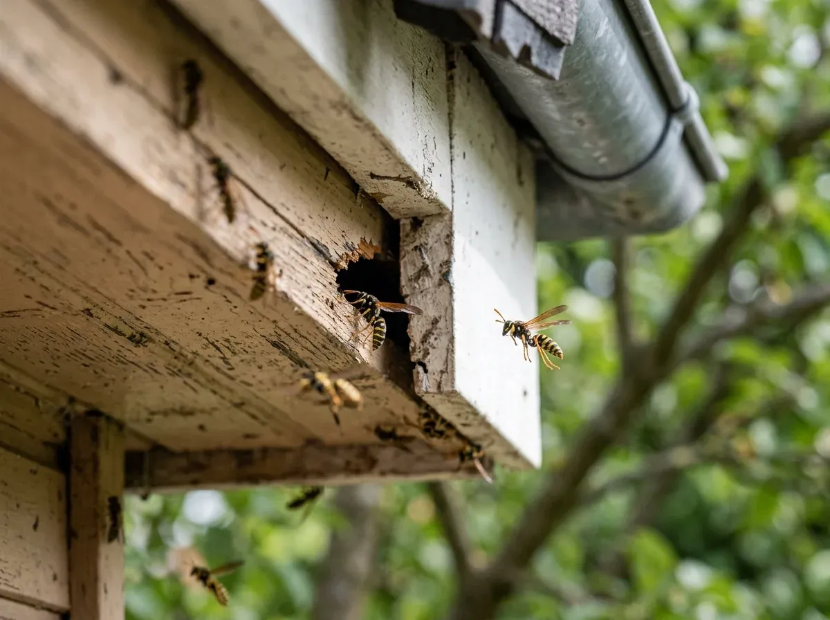 Ständiger Ein- und Ausflugpunkt an einer Fuge oder am Dachvorsprung