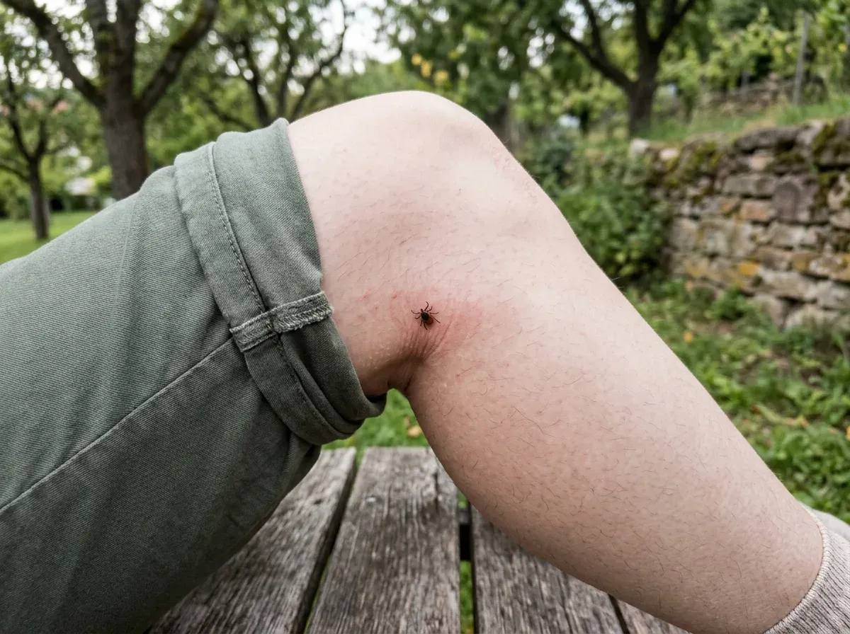 Dunkler, linsengroßer Punkt auf der Haut, oft in Hautfalten