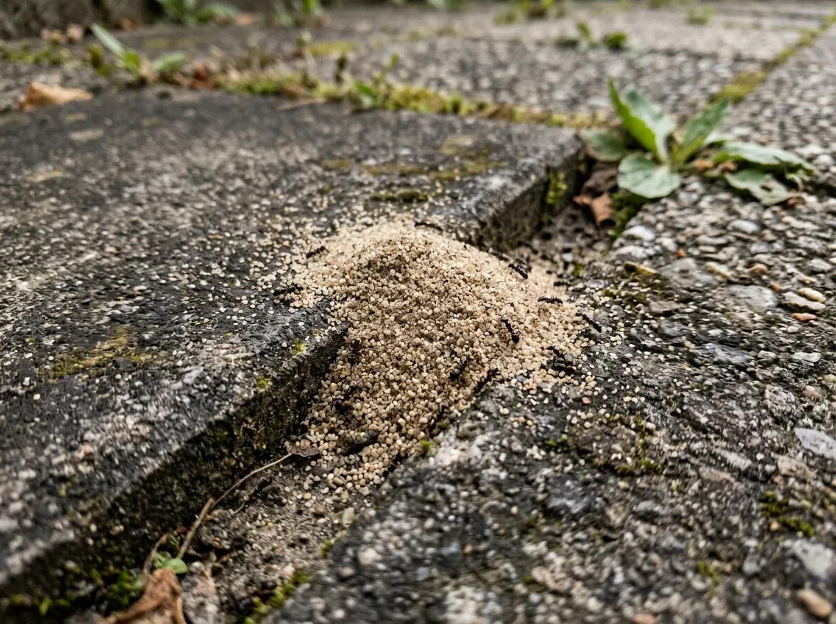 Feiner Sandhaufen in Pflasterfugen